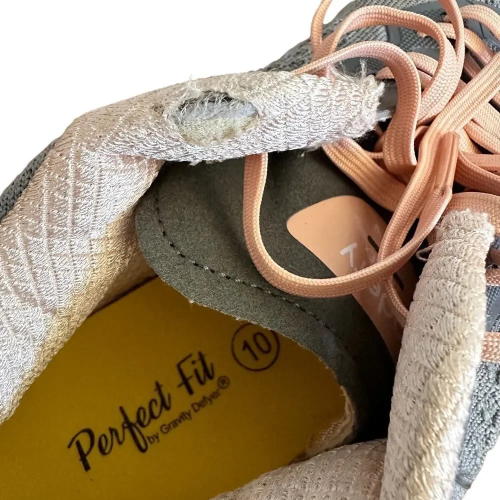 Women’s Gray Knit Athletic Sneakers with Peach Accents